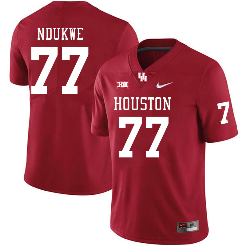 Men #77 David Ndukwe Houston Cougars Big 12 XII College Football Jerseys Stitched-Red - Click Image to Close